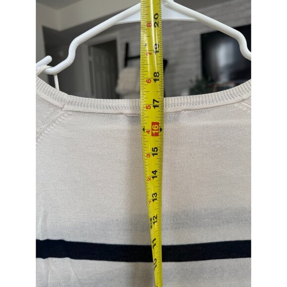 Zara Ivory Black Striped Basic Knit Pullover Sweater Crewneck Womens Size S - Picture 5 of 8